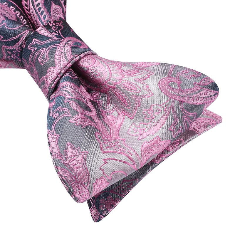 Floral Bow Tie & Pocket Square - A-PINK/BLACK