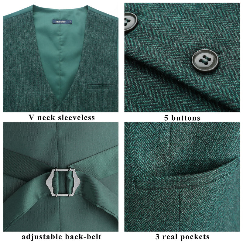 Formal Suit Vest - A-GREEN-SMOOTH BACK