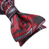 Floral Bow Tie & Pocket Square - RED/GREY/BLACK