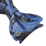 Paisley Floral Bow Tie & Pocket Square - A-B BLUE PAISLEY