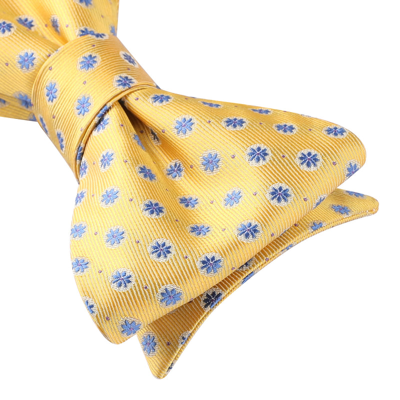 Floral Bow Tie & Pocket Square - A-YELLOW/BLUE