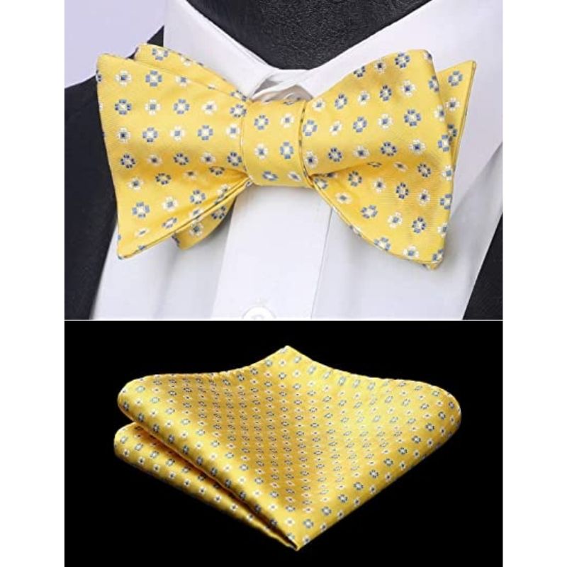 Floral Bow Tie & Pocket Square - D-YELLOW