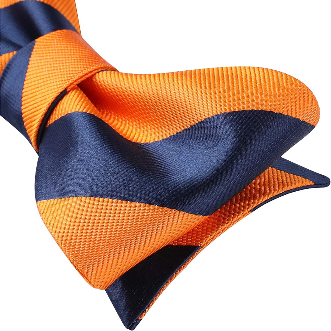 Stripe Bow Tie & Pocket Square - 03-NAVY BLUE/ORANGE