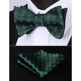 Paisley Bow Tie & Pocket Square - A-GREEN/WHITE