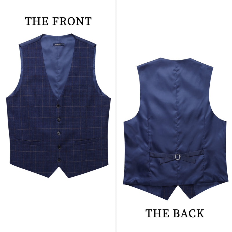 Plaid Slim Vest - A-BLUE