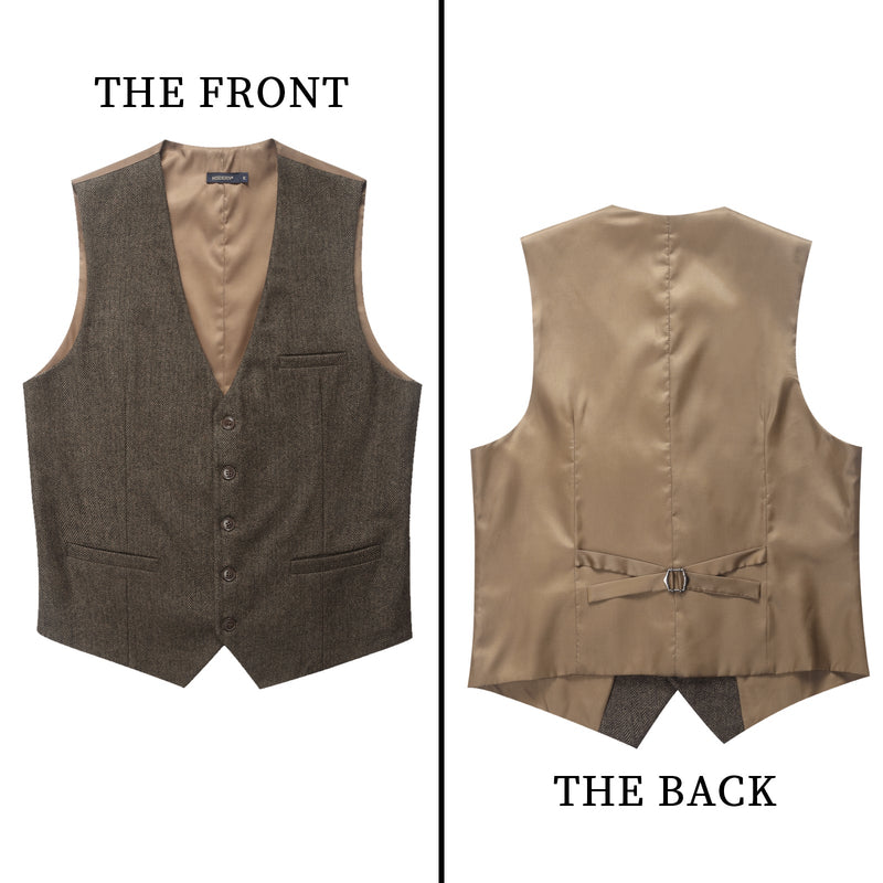 Formal Suit Vest - A-KHAKI-SMOOTH BACK