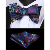 Floral Bow Tie & Pocket Square - A-PINK/BLUE