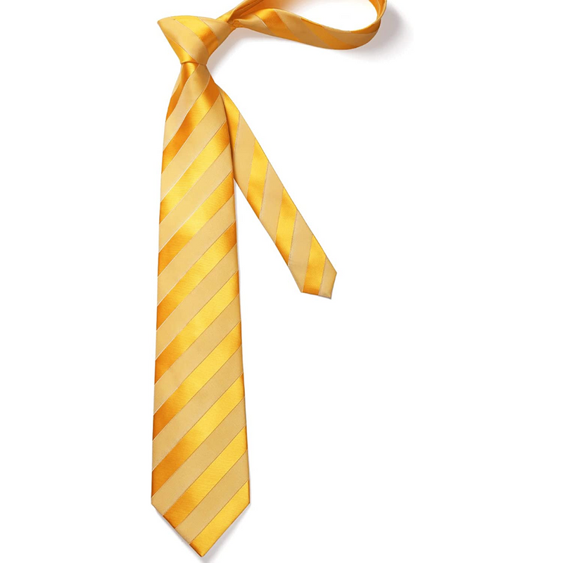 Stripe Tie Handkerchief Set - 04-YELLOW