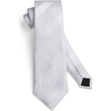 Stripe Tie Handkerchief Cufflinks - 03 STRIPE WHITE