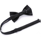 Solid Pre-Tied Bow Tie & Pocket Square - 03-BLACK